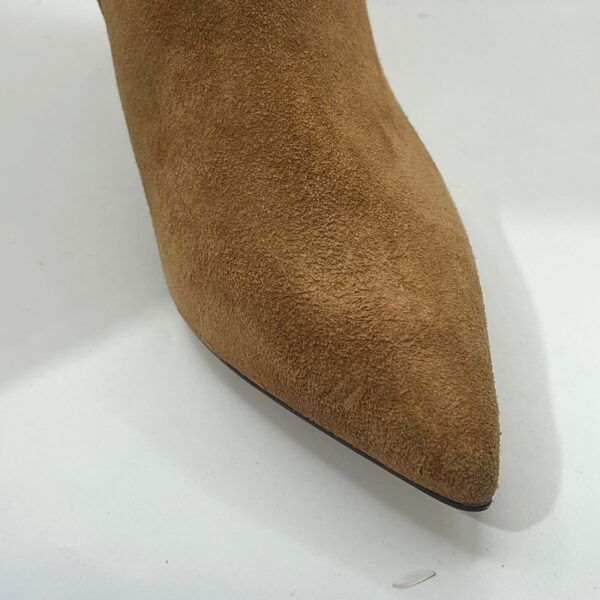 Bota Feminina De Camurça Bico Fino Com Strass  Zíper