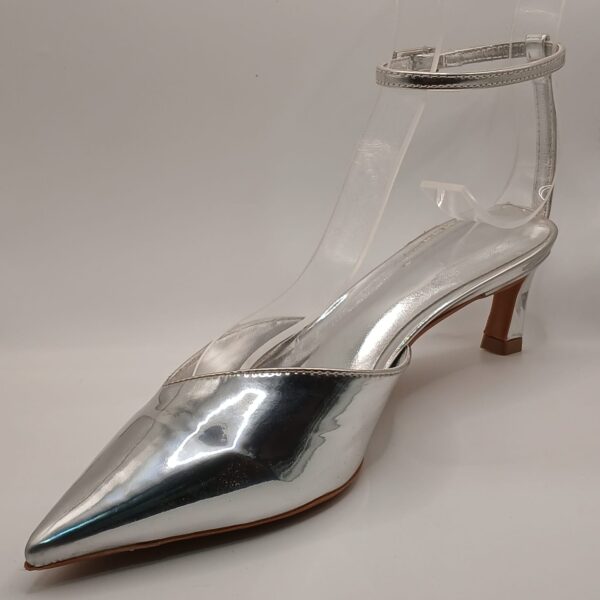 Scarpin Specchio Prata Bico Fino