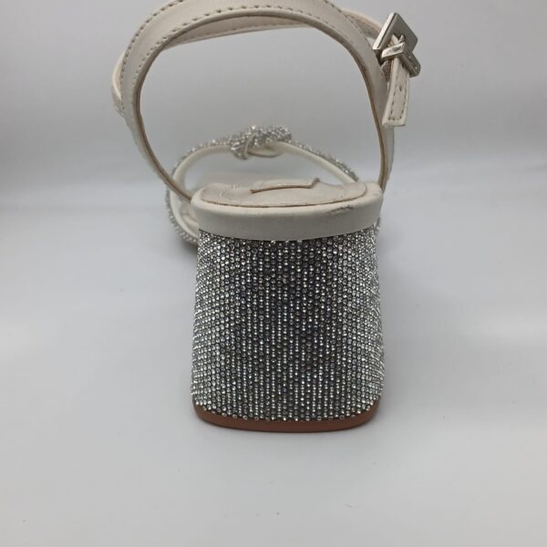 Sandália Feminino Salto bloco Branco Strass - Imagem 5