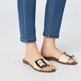 Sandália Rasteira Feminina Tira Larga Tramada