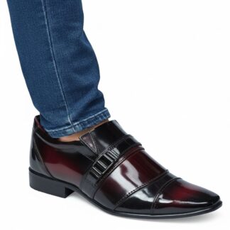 Sapato Social Verniz Marsala Bico Quadrado